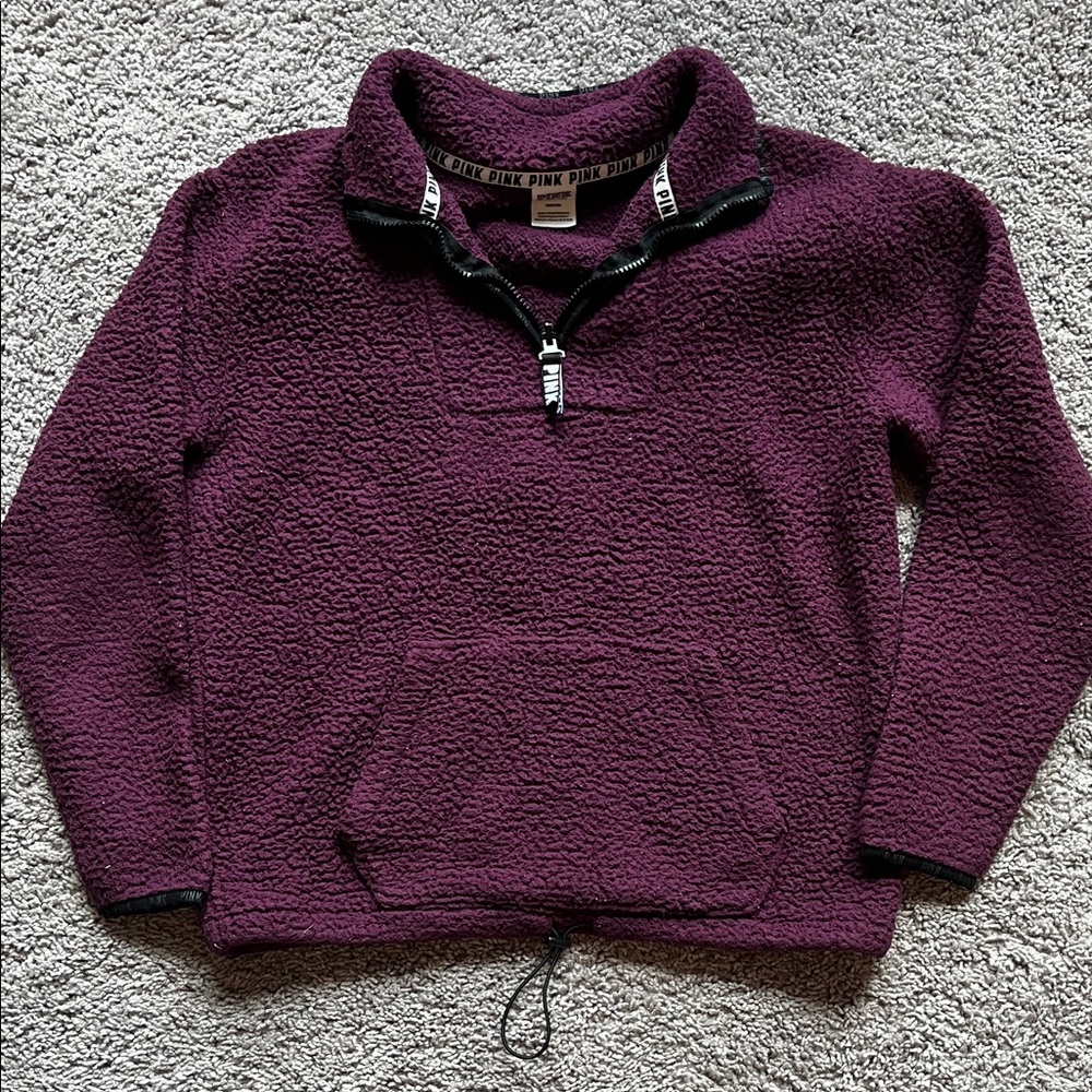 Purple Quarter-Zip Fleece Sweater